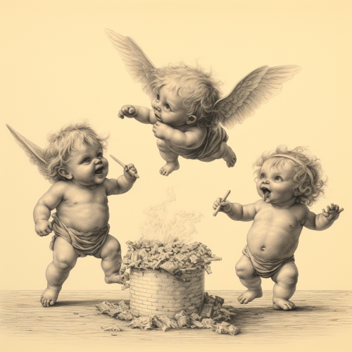 Cherub Flying Cigarette Trashcan Burn Crying