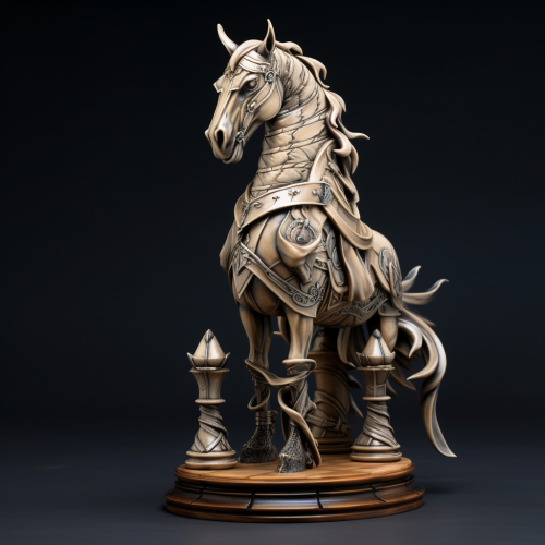 Chess knight piece on the chessboard.