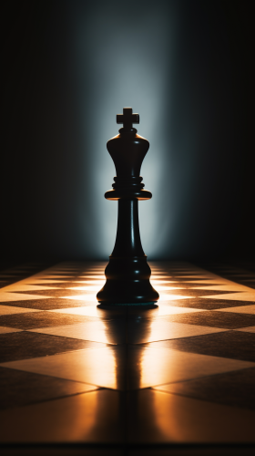 Chess pawn casts king shadow