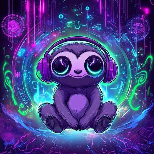 Sumo Sloth Meditating in Cyberpunk Style