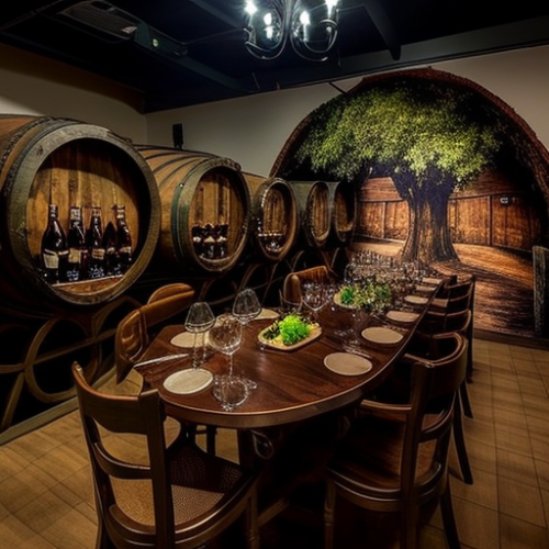 Chic restaurant wine barrel table Chic restaurant wine barrel table