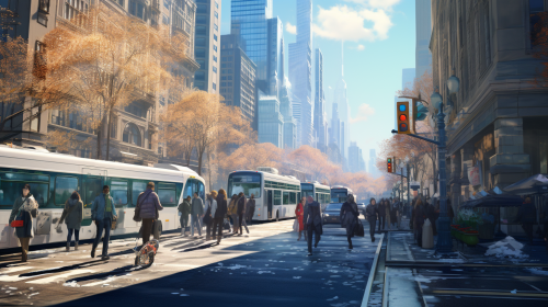 Busy Chicago Streets with People