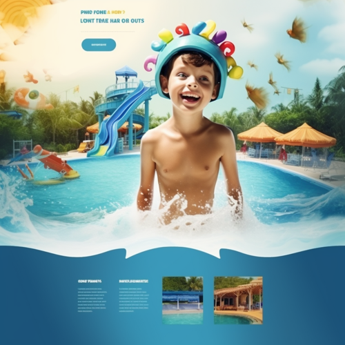 Child swimming in waterpark Child swimming in waterpark