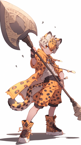 Child with Huge Hammer and Leopard Tail