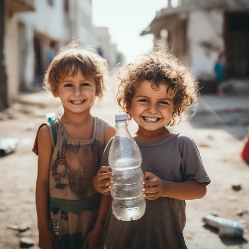 Children with Water Bottles