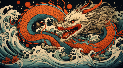 Chinese dragon contemporary art tattoo new year