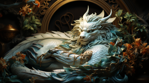 Sleeping Chinese Dragon on Tall Tree | Fantasy Sleeping Chinese Dragon on Tall Tree | Fantasy