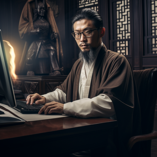 Chinese Jedi in Office wearing Glasses