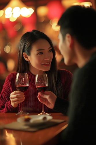 Chinese man and woman dining romantically ??