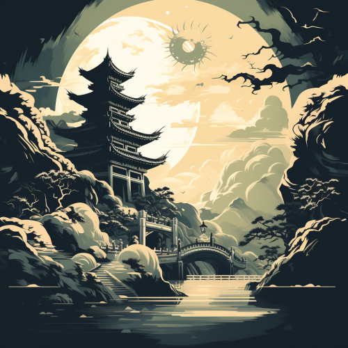 Chinese New Year Dragon Temple Poster