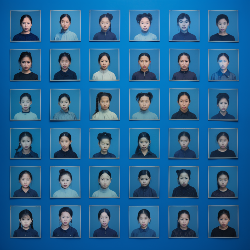 Chinese Square Shape Blue Background