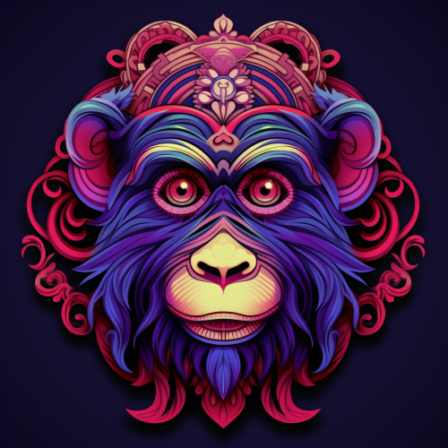 Vector illustration of Chinese wood monkey