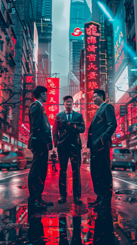 Chinese businessmen modern urban deal