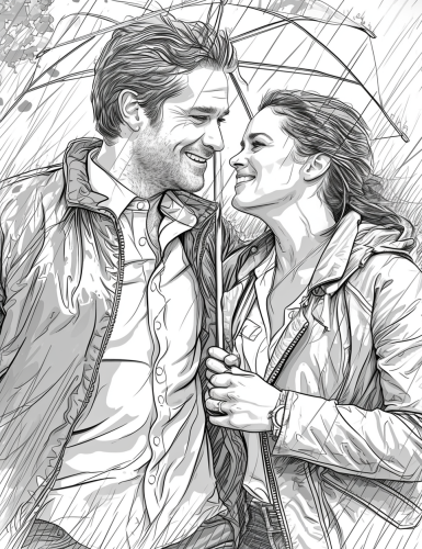 Chris Pine and Jennifer Lawrence running under umbrella in rain Chris Pine and Jennifer Lawrence running under umbrella in rain