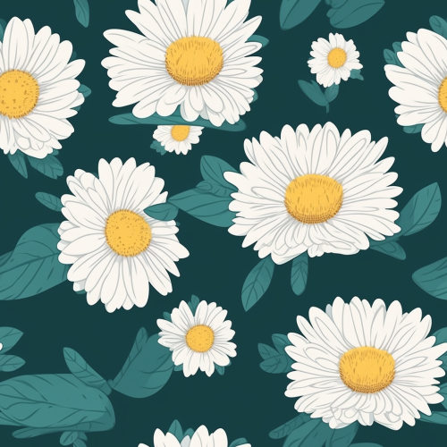 Handdrawn chrisanthemum flower on teal backdrop