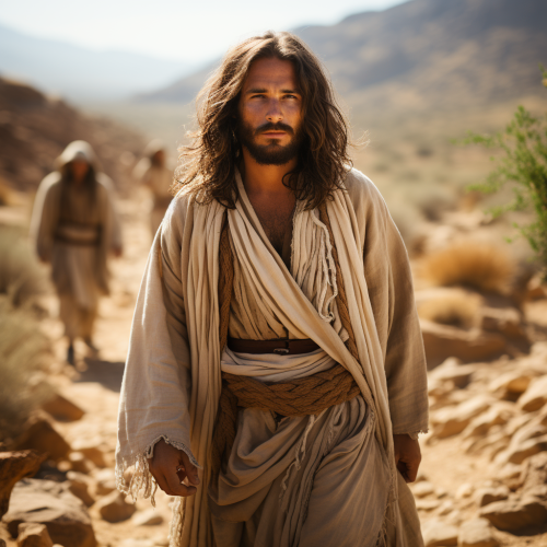 Christ in Linen Robes Walking in the Desert