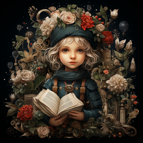 Young Christmas Elf with Flowers