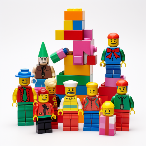 Colorful LEGO Christmas Family Scene