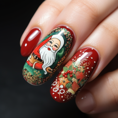 Stylish Christmas press-on nails with loose design Stylish Christmas press-on nails with loose design