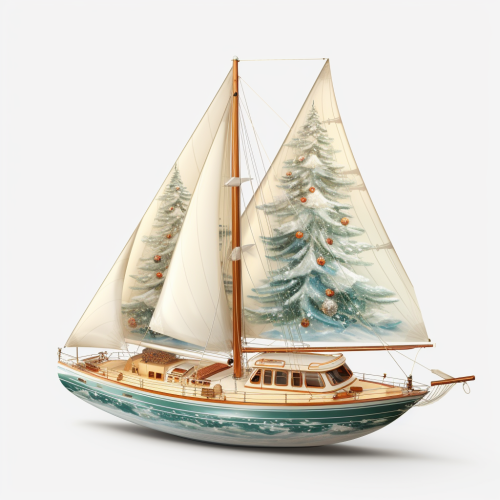 Beautiful Christmas Sailboat by the Sea