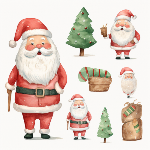 Cute Santa Cartoon in Pastel