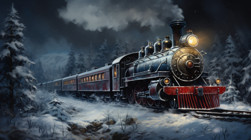 Christmas train in the forest