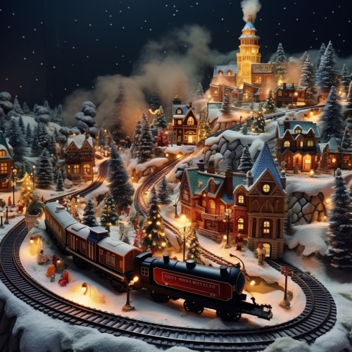 Charming Christmas village train trail