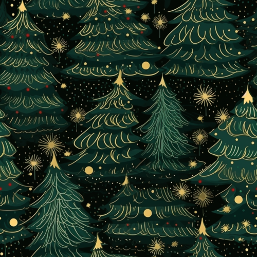 Vibrant Christmas tree seamless pattern