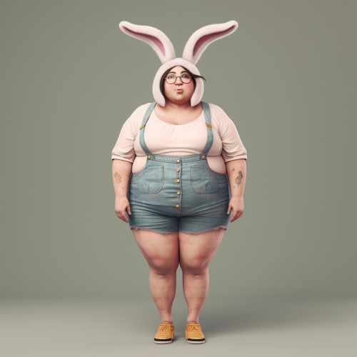 Chubby Woman Bunny Ears Realistic