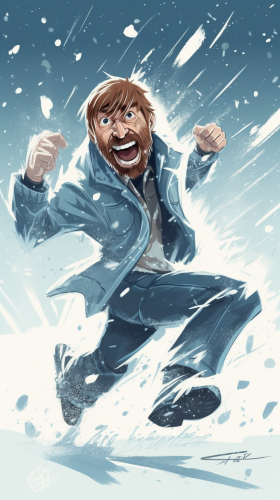 Action-packed Chuck Norris snowball fight