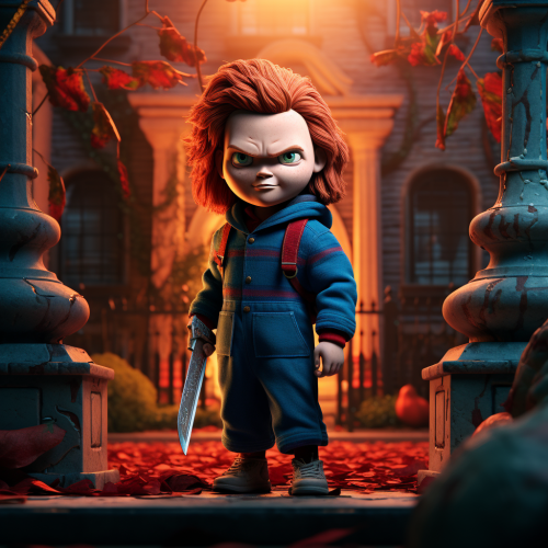 Chucky Halloween image with red knife