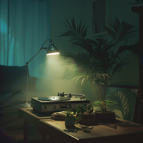 Record player in dark room