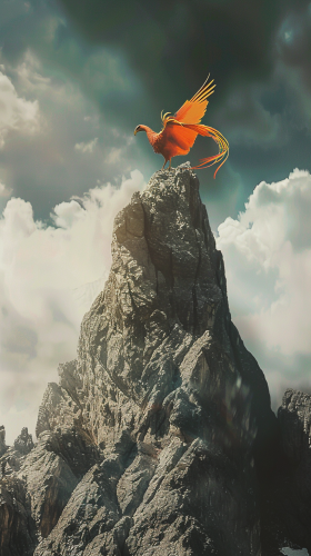 majestic phoenix perched mountain