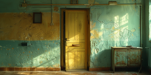 open apartment door in Europe