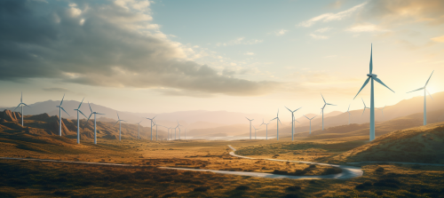 Wind Turbine Farm in Cinematic Setting