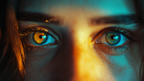 Colorful eyes looking at camera