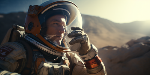 Astronaut enjoying a coffee in space