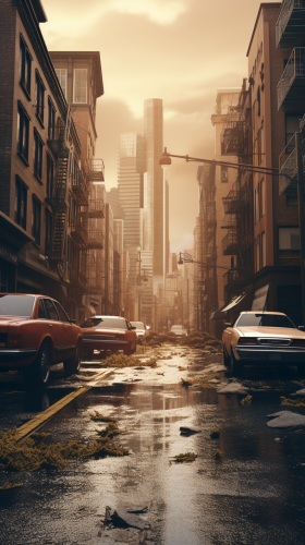 Realistic movie set with HDR tone