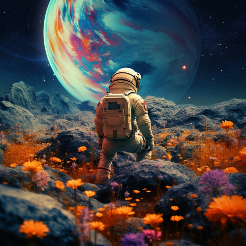 Cinematic space with vibrant colors