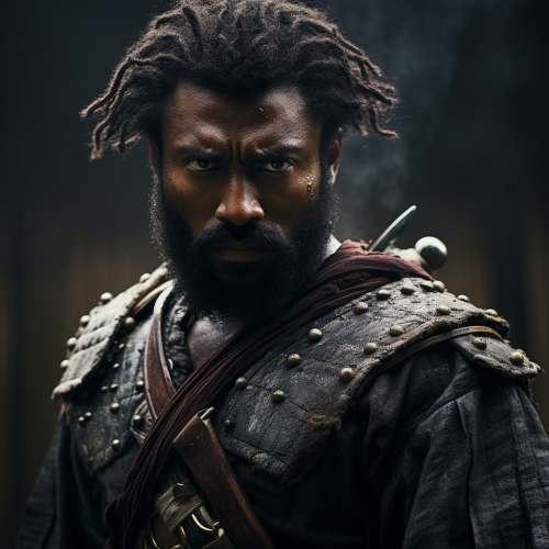 Cinematic Still Afro Beard Muscular Man
