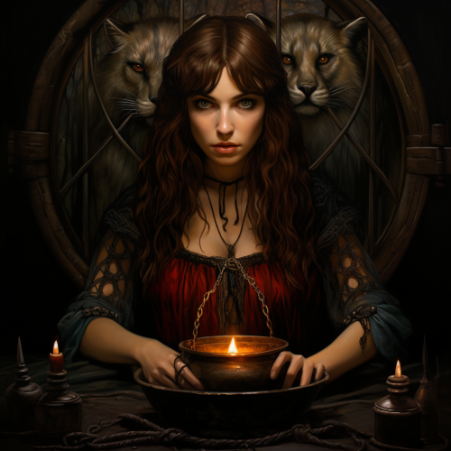 Circe Invidiosa artwork in Waterhouse style