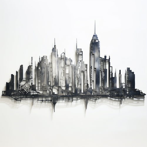 City skyline metal outline photo