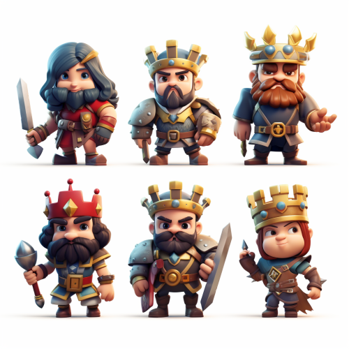 Clash Royal Kings Avatars on White Background