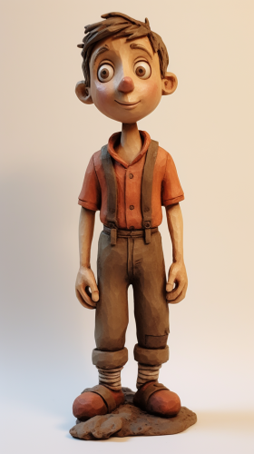 Claymation Farmer in Brown Overalls