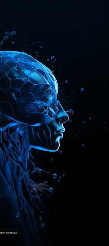 Abstract Black and Blue Neon Ink Design