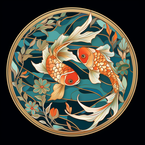 Cloisonné Goldfish Artwork in Stained Glass Style Cloisonné Goldfish Artwork in Stained Glass Style