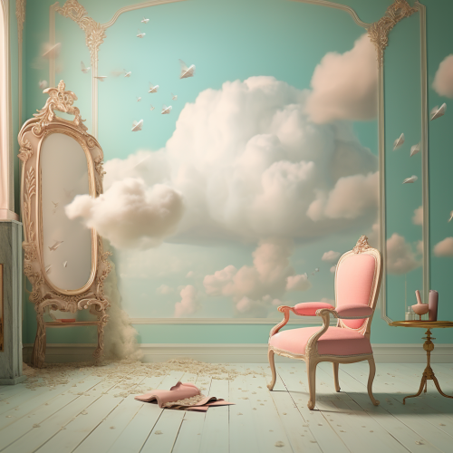 Chair and Mirror in Luminous Sky Painting Chair and Mirror in Luminous Sky Painting