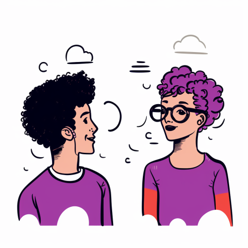 Young male and female discussing essay points Young male and female discussing essay points