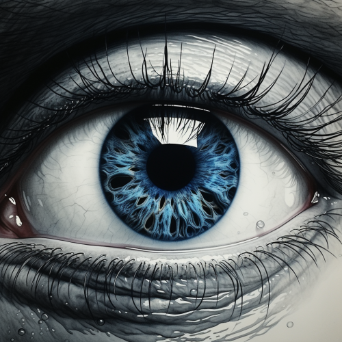 Close-up Eye with Reflecting Collapsing Wormhole