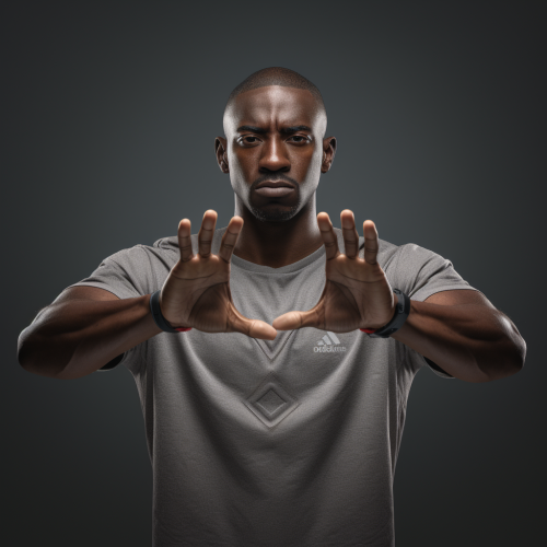 College Aged Black Man Buzzcut T Pose